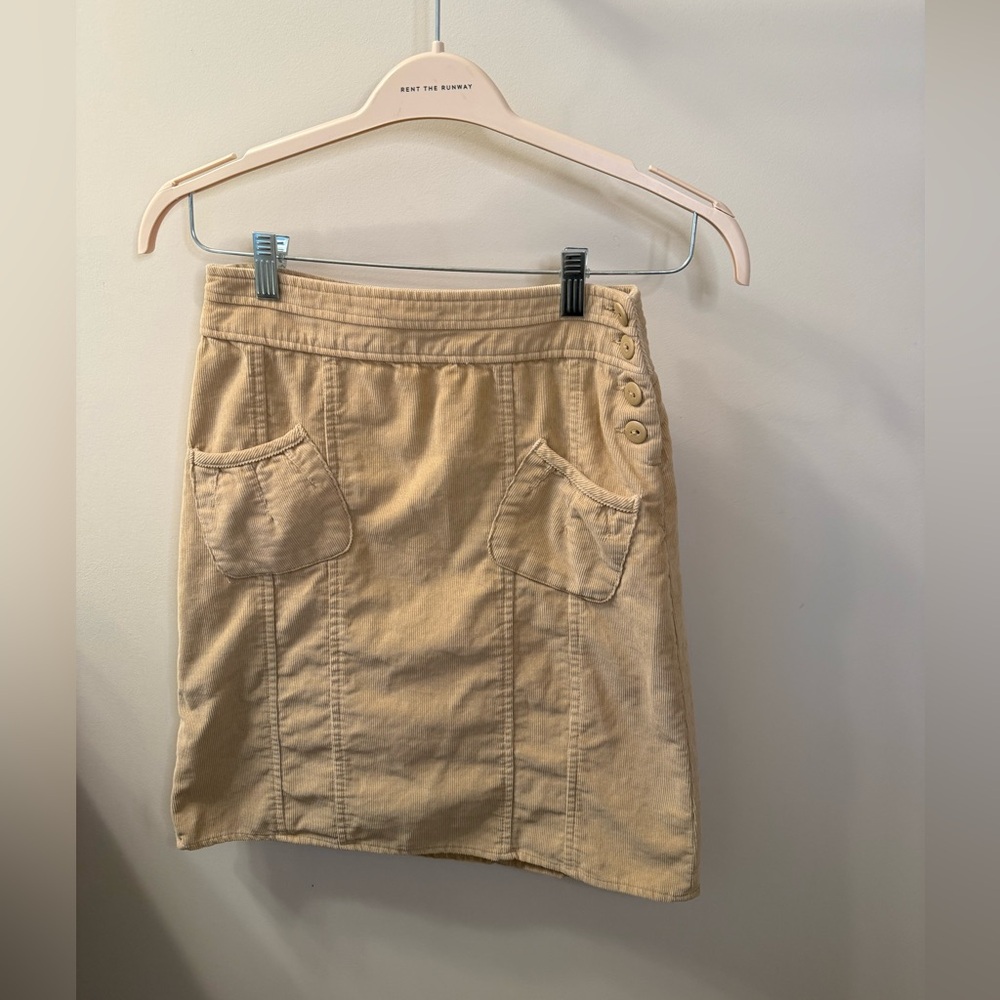 Vintage Y2K Tan Button-Detail Mini Corduroy Skirt